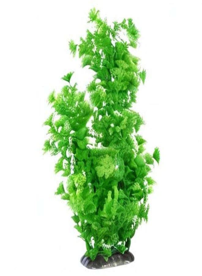 CNZ Aquarium Plastic Plant Decoration w Ceramic Base Medium 15-inch, Green - Image 2